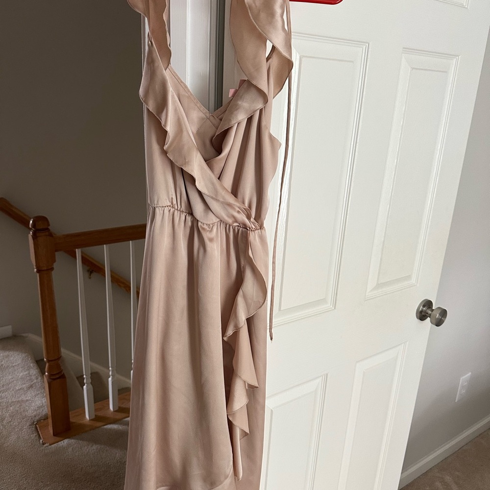 Show Me Your MuMu Backless Dress in Champagne Lux Satin